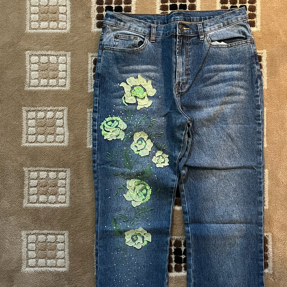 D2G by Diane Gilman Floral Bootcut Jeans